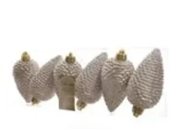 Kaemingk Christbaumschmuck Tannenzapfen Bruchfest 4,5 cm  H8 cm 6 Stueck Perle