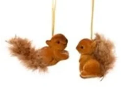 Kaemingk Christbaumschmuck Eichhoernchen Kunststoff 4 cm Braun Beflockt 2er Set