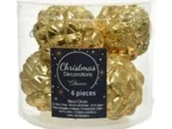 Kaemingk Christbaumschmuck Zapfen Glas  5 cm Laenge 7 cm 6 Stueck HellGold