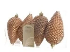 Kaemingk Christbaumschmuck Zapfen Bruchfest  7 cm H 12 cm 4 Stueck Braun