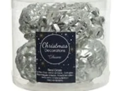 Kaemingk Christbaumschmuck Zapfen Glas  5 cm Laenge 7 cm 6 Stueck Silberfarbend