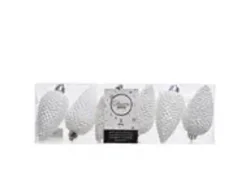 Kaemingk Christbaumschmuck Zapfen Bruchfest  4,5 cm H 8 cm 6 Stueck Weiss