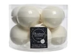 Kaemingk Weihnachtsbaumkugeln Glas  6 cm 10 Stueck Wollweiss