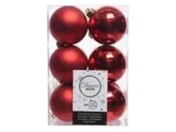 Kaemingk Weihnachtsbaumkugeln Bruchfest  6 cm 12 Stueck Weihnachtsrot