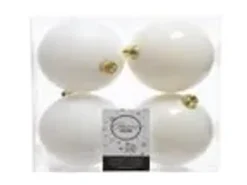 Kaemingk Weihnachtsbaumkugeln Bruchfest  10 cm 4 Stueck Wollweiss Glanz Matt