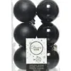 Kaemingk Weihnachtsbaumkugeln Bruchfest  6 cm 12 Stueck Schwarz Glanz  Matt
