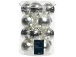 Kaemingk Weihnachtsbaumkugeln Glas  8 cm Silber Matt Glaenzend 16 Stueck