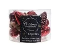 Kaemingk Weihnachtsbaumkugeln Glas Blueten Sterne Herzen Zapfen 12 Stueck Ansichtsfarbe Rot