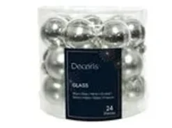 Kaemingk Weihnachtsbaumkugeln Glas  2,5 cm 24 Stueck Silber Glanz Matt Mix