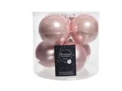 Kaemingk Weihnachtsbaumkugeln Glas  8 cm 6 Stueck Rosa Emaille Matt