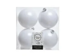 Kaemingk Weihnachtsbaumkugeln Bruchfest  10 cm 4 Stueck Weiss Matt
