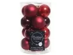 Kaemingk Weihnachtsbaumkugeln Glas  3,5 cm 16 Stueck Rot Matt Glanz
