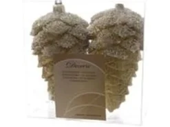 Kaemingk Zapfen Weihnachtskugel Tannenzapfen Bruchfest 2er Set Gold Mit Glitt