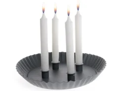 Kerzenteller Rund mit 4 Halterungen Grau Ø 30 cm x 4 cm