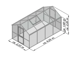 KGT Gewächshaus Iris IV Anthrazit-Grau 2,33 x 4,29 m