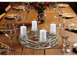 Kobolo Deko Kranz Adventskranz Metall silber für 4 Kerzen D40 cm