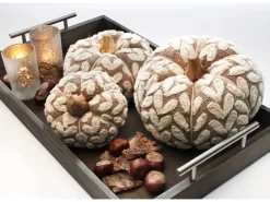 Kobolo Dekokürbis Kürbis aus Textil Set aus 3 Größen Beige