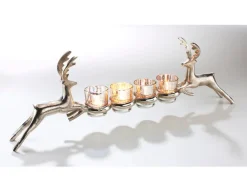 Kobolo Edler Kerzenhalter verziert mit zwei Rentieren für 4 Teelichter