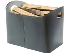 Kobolo Holzkorb für Kaminholz Aufbewahrungskorb Kunstleder 49x31x29/35 cm