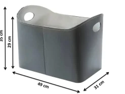 Kobolo Holzkorb für Kaminholz Aufbewahrungskorb Kunstleder 49x31x29/35 cm