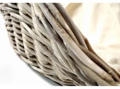 Kobolo Kaminholzkorb Kubu grey aus Rattan mit Henkel und Leinen