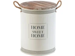 Kobolo Wäschekorb Korb HOME Gr L  40x52 cm Metall Holz mit Deckel Griffe