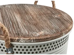 Kobolo Wäschekorb Korb HOME Gr L  40x52 cm Metall Holz mit Deckel Griffe