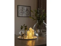 Konstsmide 6 LED Tropfen Echtwachskerze 3D Flamme silberfarbener Draht