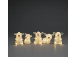 Konstsmide LED Acryl Schweine 5er Set transparent 40 warmweiße Dioden Außen