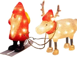 Konstsmide LED Acryl Weihnachtsmann mit Rentier 40 Dioden Warmweiß