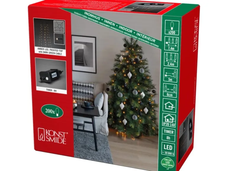 Konstsmide LED Baummantel 5 Stränge mit 40 bernsteinfarbene Dioden mit Ring Ø 8