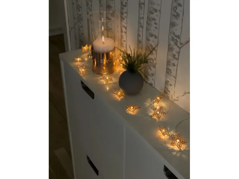 Konstsmide LED Dekokette Metallsterne Kupfer 20 Warmweiß
