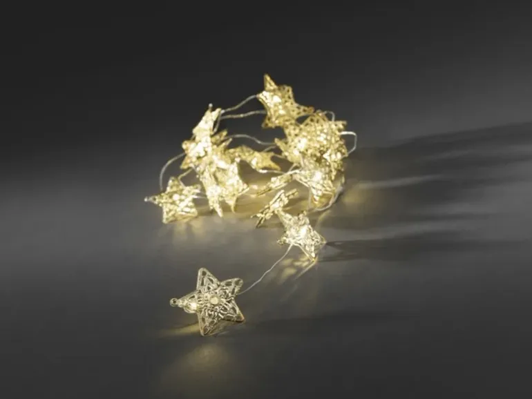 Konstsmide LED Dekokette Metallsterne Gold 20 Warmweiß