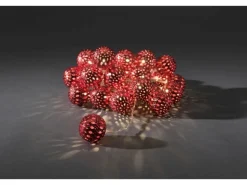 Konstsmide LED Dekokette Metallbälle Rot 24 Warmweiß