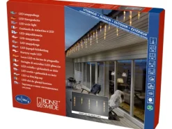 Konstsmide LED Eiszapfen Lichtervorhang 32 Zapfen 96 Lichter Bernsteinfarben