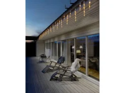 Konstsmide LED Eiszapfen Lichtervorhang 32 Zapfen 96 Lichter Bernsteinfarben