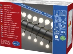 Konstsmide LED Globelichterkette Rund 80 Groß&Klein Warmweiß Schwarz