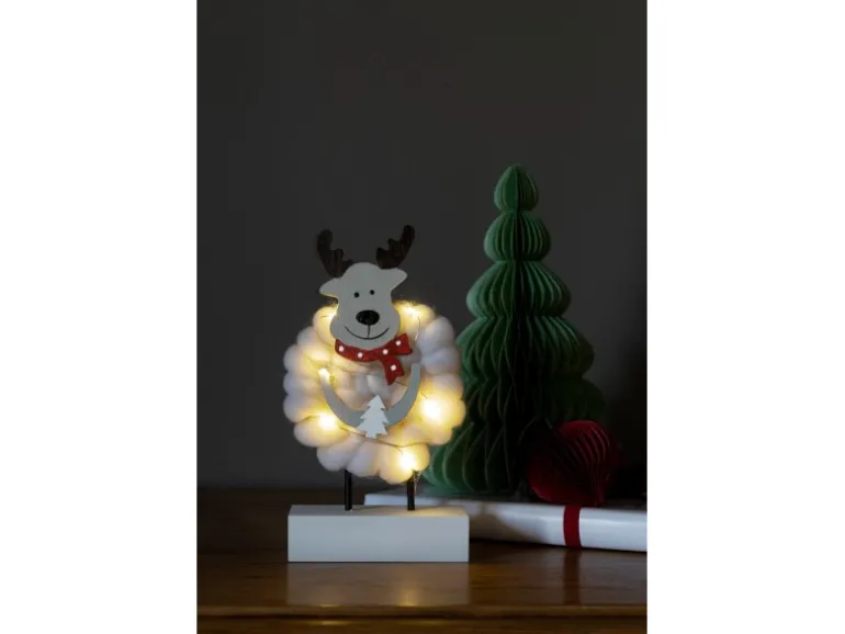 Konstsmide LED Holzsilhouette Elch mit Baumwolle 6 Dioden Warmweiß