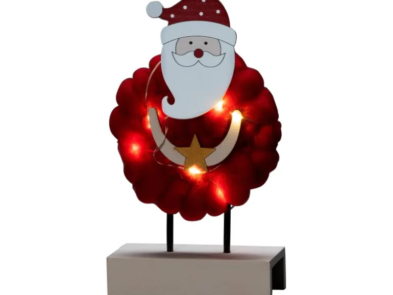 Konstsmide LED Holzsilhouette Santa mit Baumwolle 6 Dioden Warmweiß