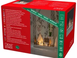 Konstsmide LED Holzsilhouette Waldhäuser mit Rentieren