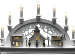 Konstsmide LED Holzsilhouette Häuser Weiß 10 Warm-Weiße Dioden