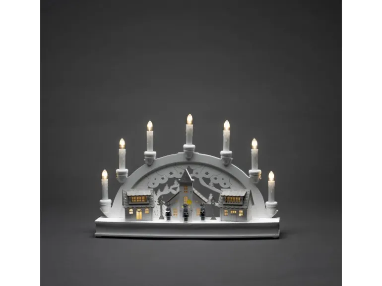 Konstsmide LED Holzsilhouette Häuser Weiß 10 Warm-Weiße Dioden