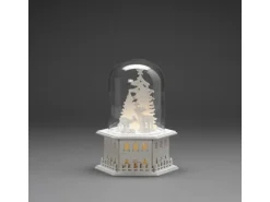 Konstsmide LED Holzsilhouette Rentiere und Bäume unter Glaskuppel