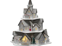 Konstsmide LED Holzsilhouette Häuser Weiß 10 Warm-Weiße Dioden