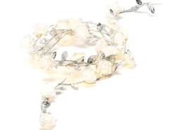 Konstsmide LED Lichterkette Rosen mit Metall-Dekoblätter Silber Batteriebetrieb