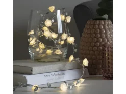 Konstsmide LED Lichterkette Rosen mit Metall-Dekoblätter Silber Batteriebetrieb