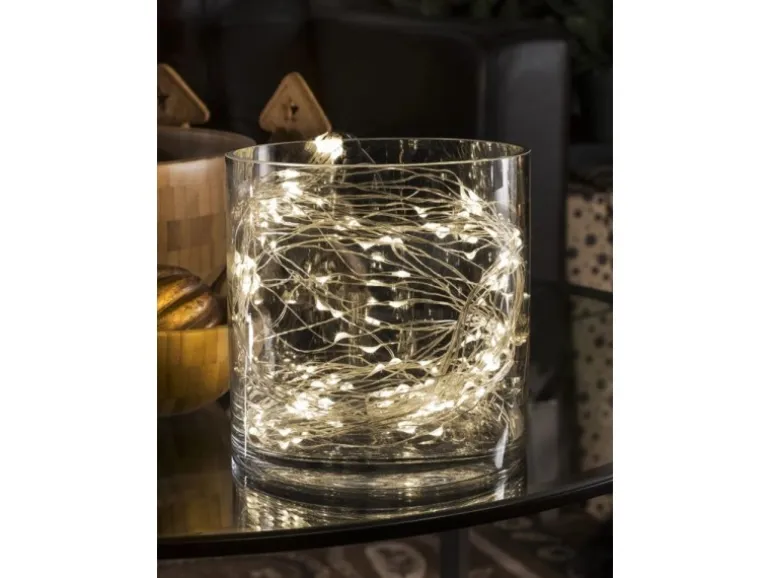 Konstsmide LED Lichterkette Tropfenlametta 200 warmweiße LEDs innen