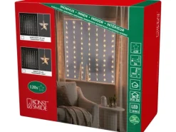 Konstsmide LED Lichtervorhang 120 Sterne mit 120 bernsteinfarbenen Dioden