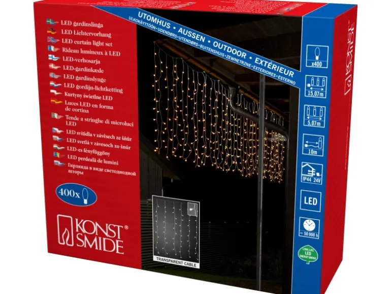 Konstsmide LED Lichtervorhang Globes 400 warmweiße LEDs innen und außen