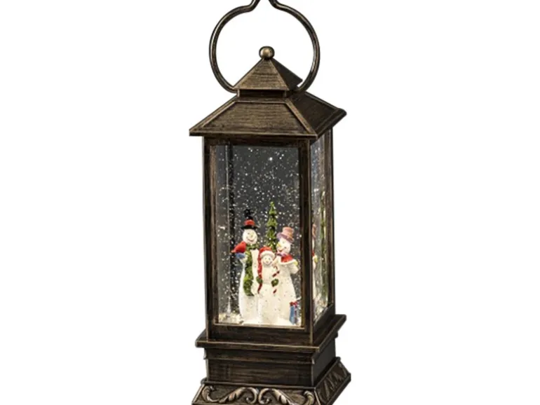 Konstsmide LED Schneelaterne Eckig Warmweiß Schneemänner